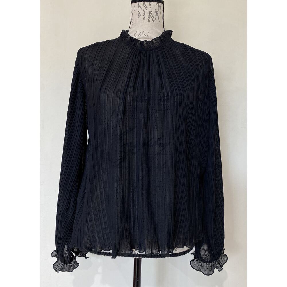 Topshop Women's Pleated Black Top Sz 4
